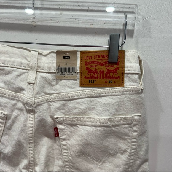 Levi’s 511 Slim Denim Shorts White Distressed Size 30 - Picture 5 of 7